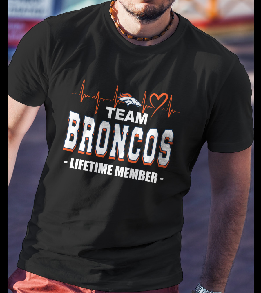 Team Broncos Lifetime Member Heartbeat T-Shirt