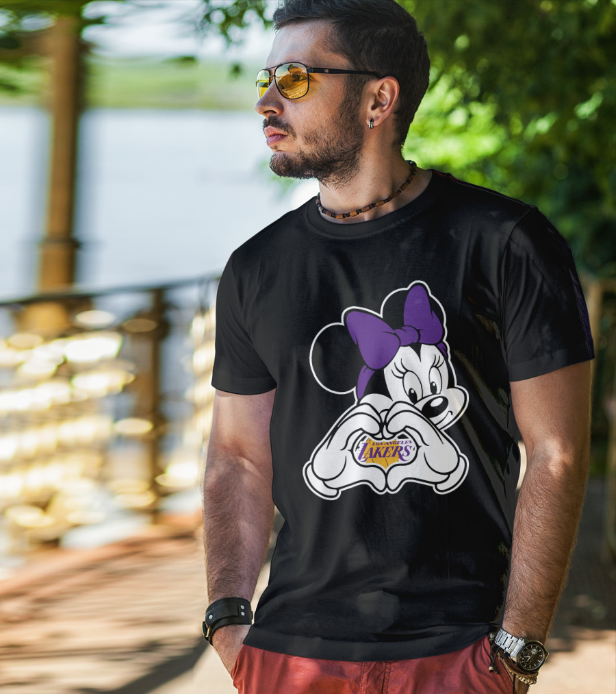 Los Angeles Lakers Minnie Mouse Heart Hands T-Shirt