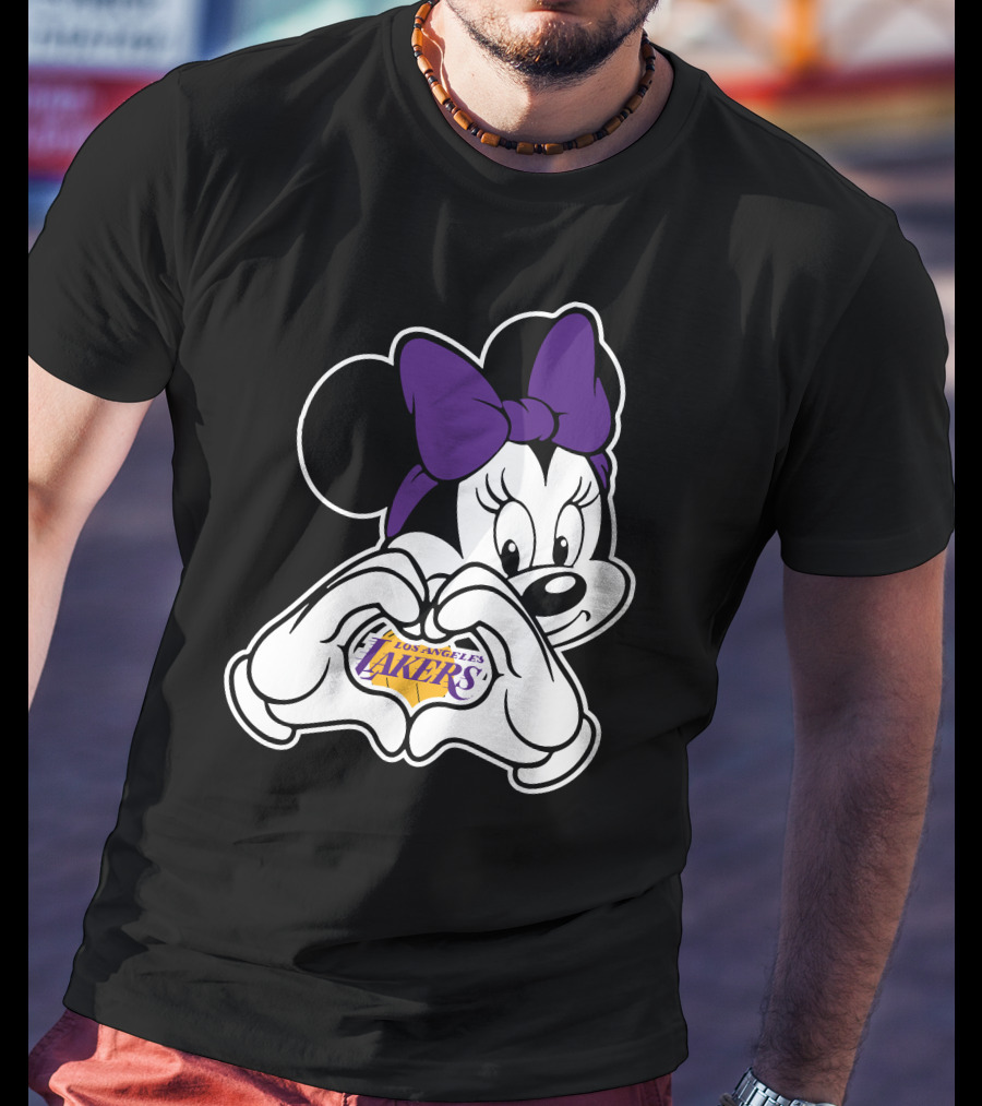 Los Angeles Lakers Minnie Mouse Heart Hands T-Shirt