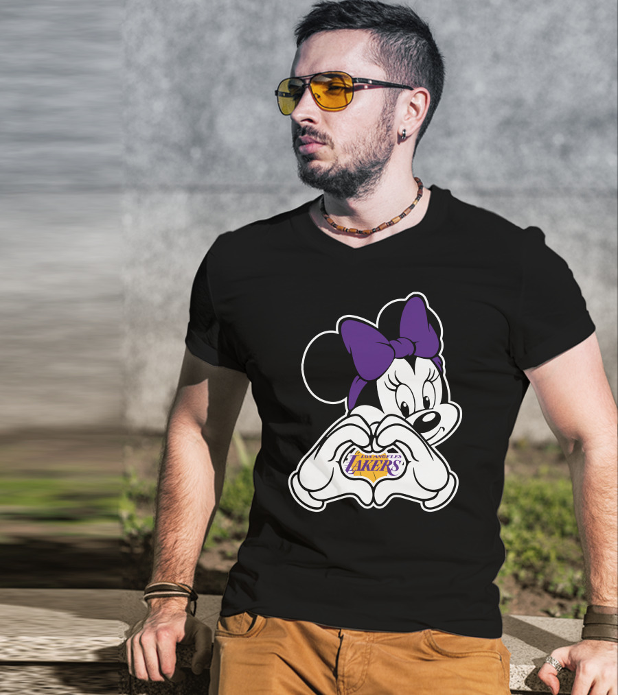 Los Angeles Lakers Minnie Mouse Heart Hands T-Shirt