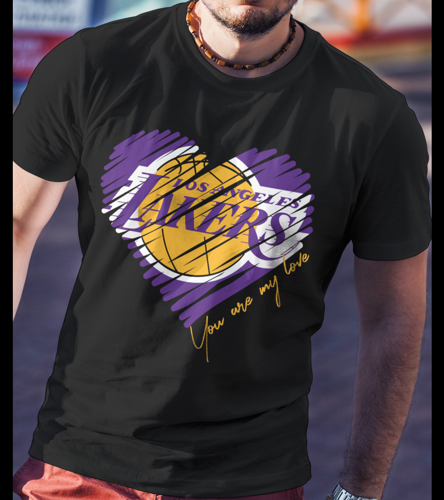 Los Angeles Lakers You Are My Love Heart Basketball T-Shirt