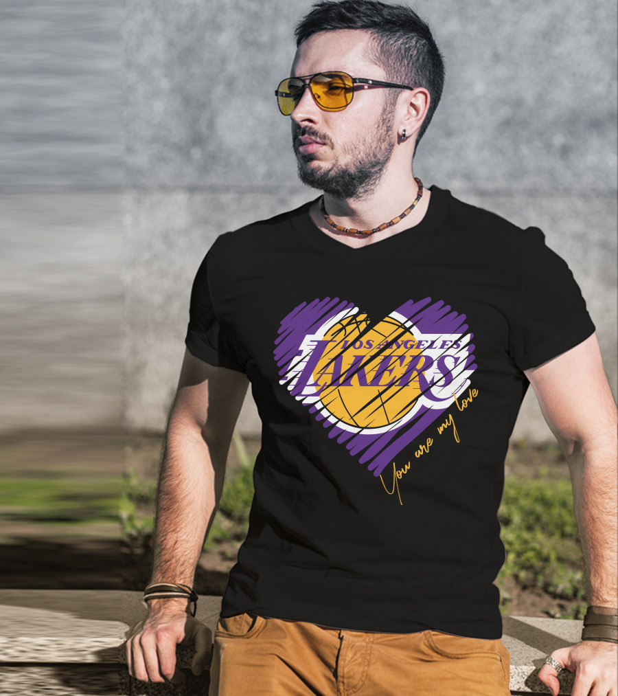 Los Angeles Lakers You Are My Love Heart Basketball T-Shirt