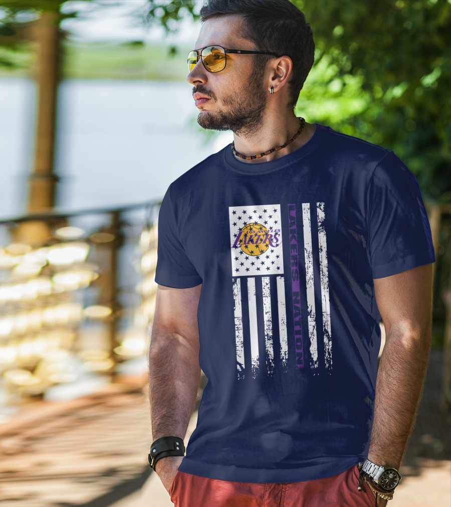 Los Angeles Lakers Nation Flag Stars Stripes T-Shirt