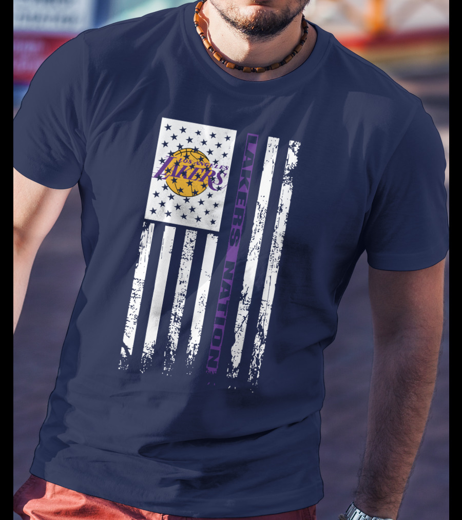 Los Angeles Lakers Nation Flag Stars Stripes T-Shirt