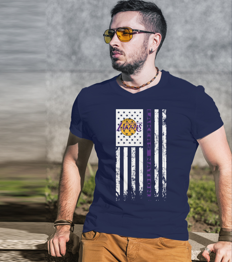 Los Angeles Lakers Nation Flag Stars Stripes T-Shirt