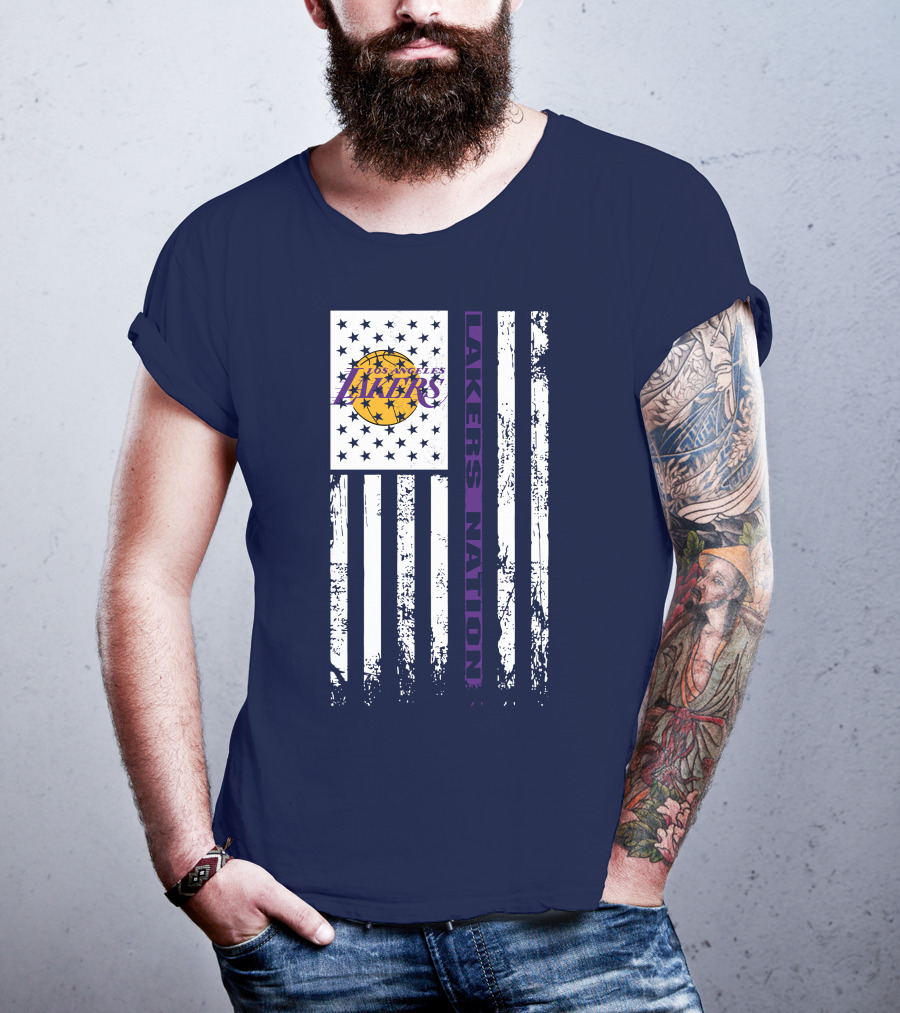 Los Angeles Lakers Nation Flag Stars Stripes T-Shirt