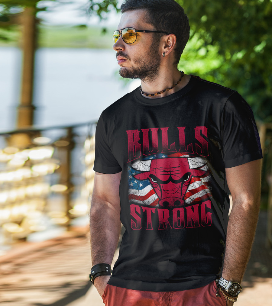 Bulls Strong American Flag Chicago Bulls T-Shirt