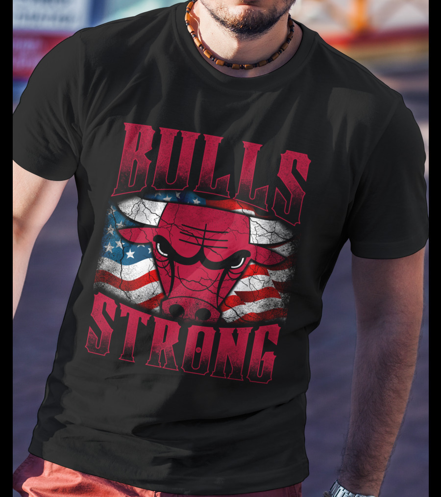 Bulls Strong American Flag Chicago Bulls T-Shirt