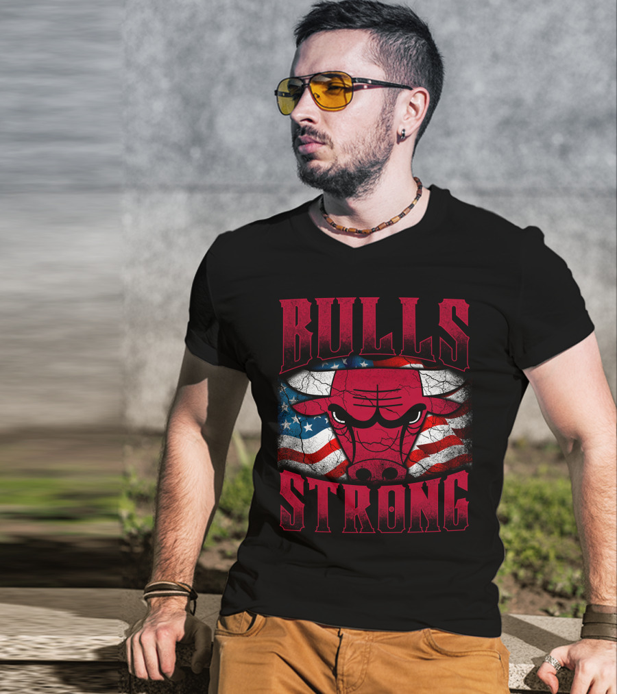 Bulls Strong American Flag Chicago Bulls T-Shirt