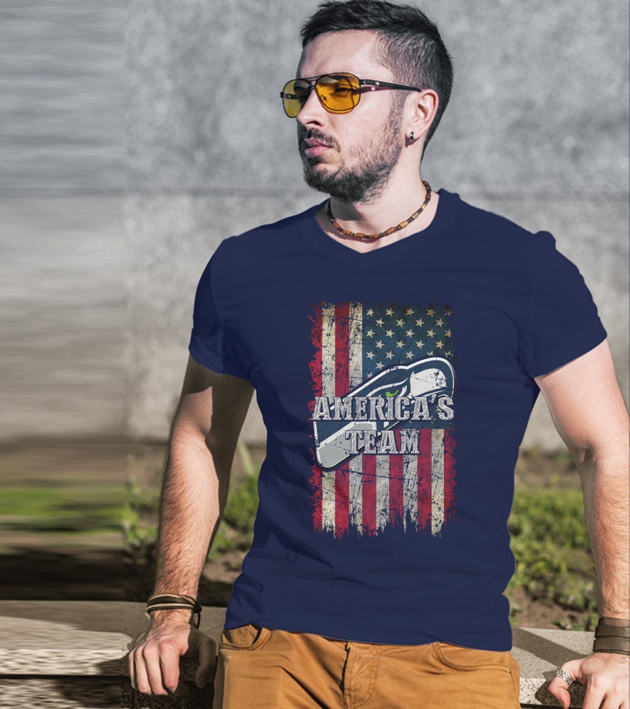 Seattle Seahawks America's Team Flag T-Shirt