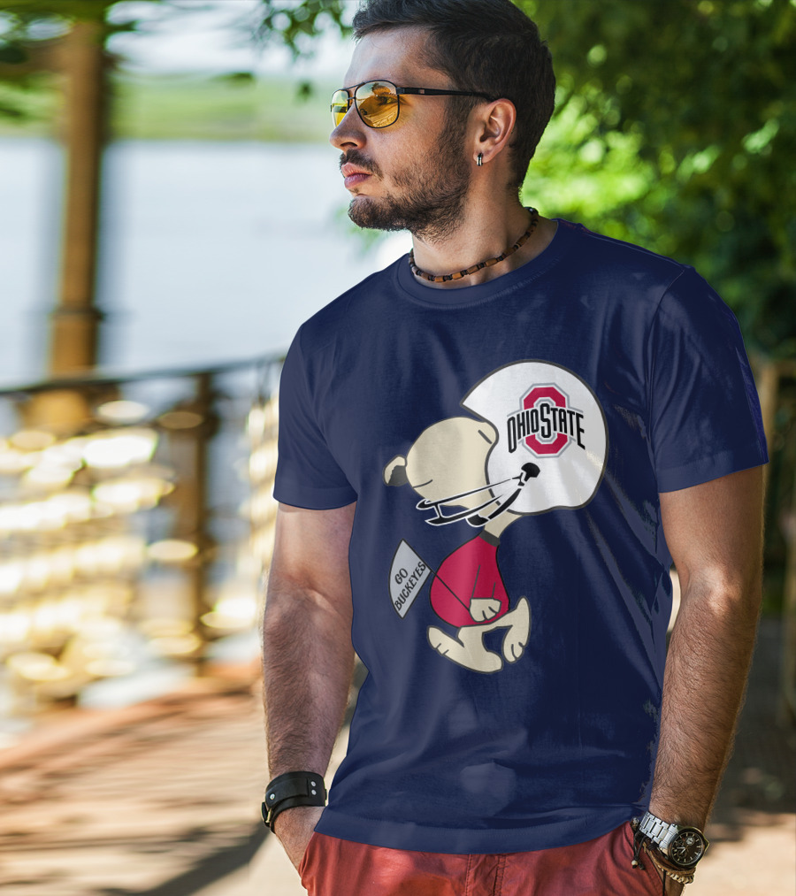 Go Buckeyes Ohio State Buckeyes Peanuts Character Football Helmet T-Shirt