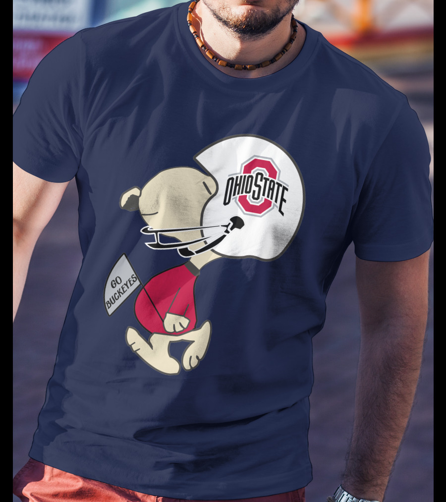 Go Buckeyes Ohio State Buckeyes Peanuts Character Football Helmet T-Shirt