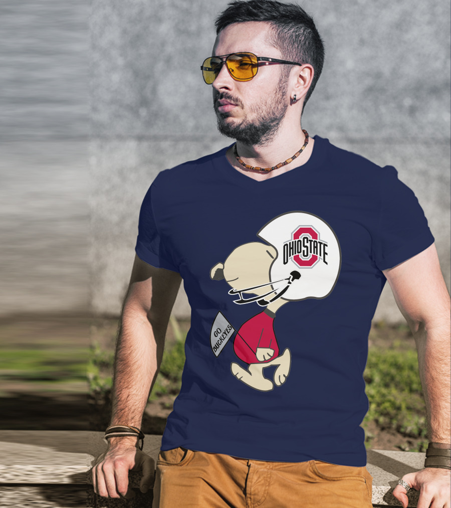 Go Buckeyes Ohio State Buckeyes Peanuts Character Football Helmet T-Shirt