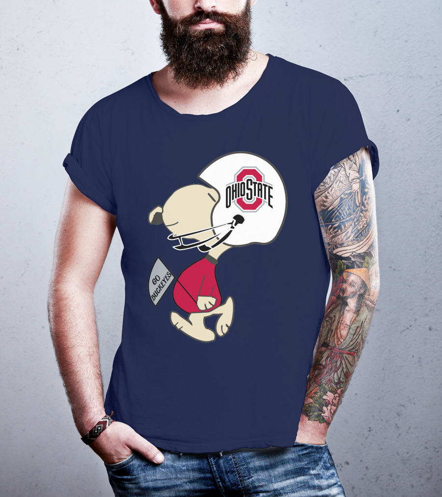 Go Buckeyes Ohio State Buckeyes Peanuts Character Football Helmet T-Shirt