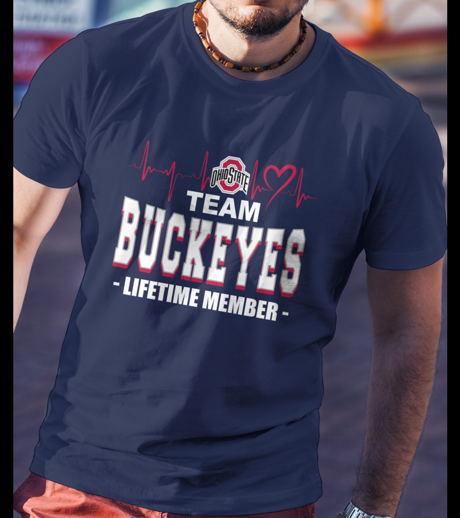 Ohio State Team Buckeyes Lifetime Member Heartbeat T-Shirt