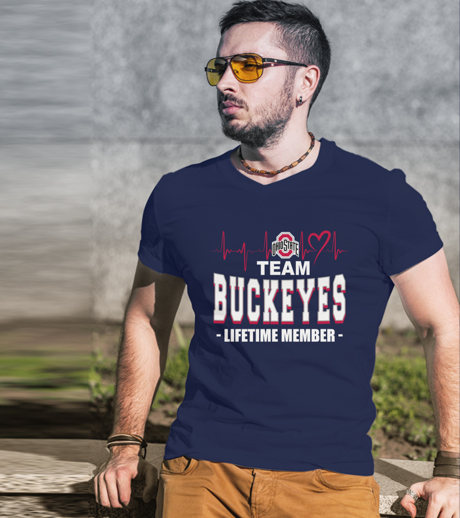 Ohio State Team Buckeyes Lifetime Member Heartbeat T-Shirt