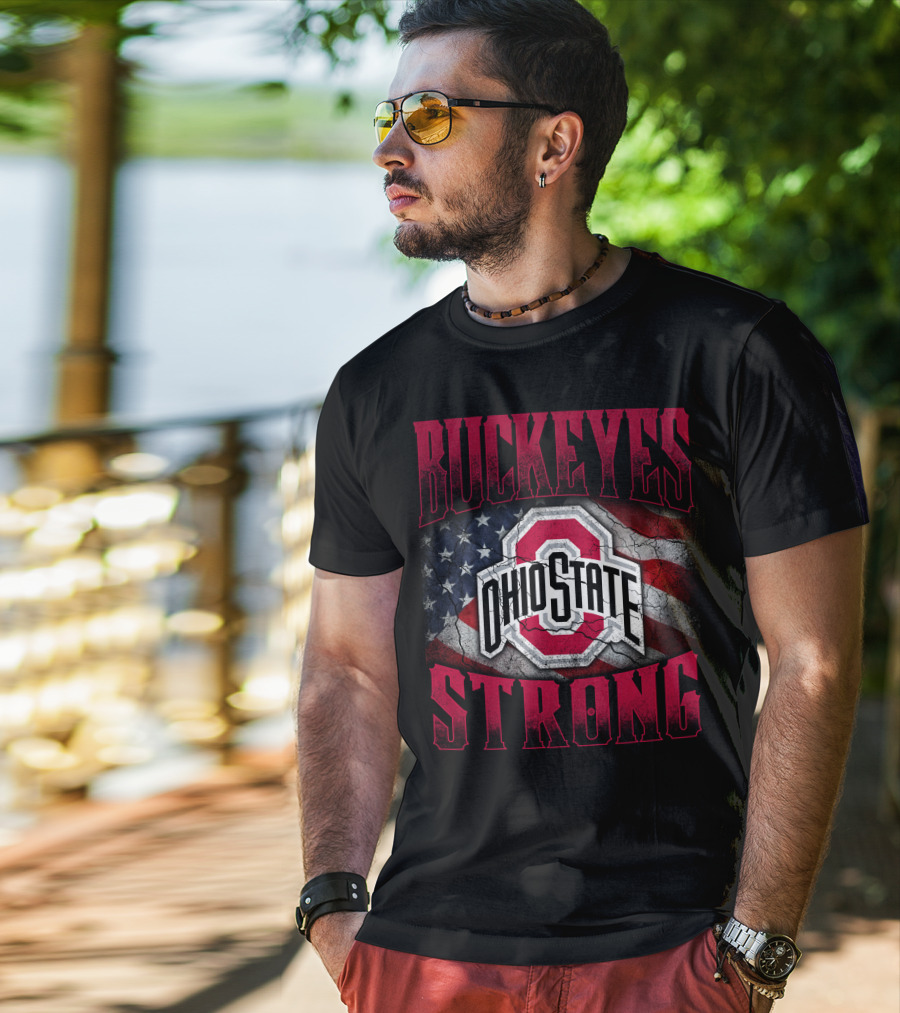 Buckeyes Strong Ohio State American Flag T-Shirt
