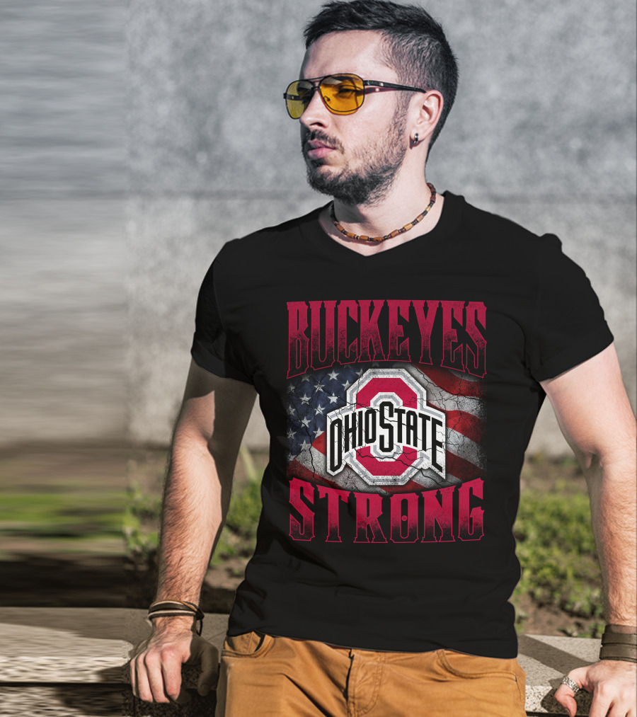 Buckeyes Strong Ohio State American Flag T-Shirt