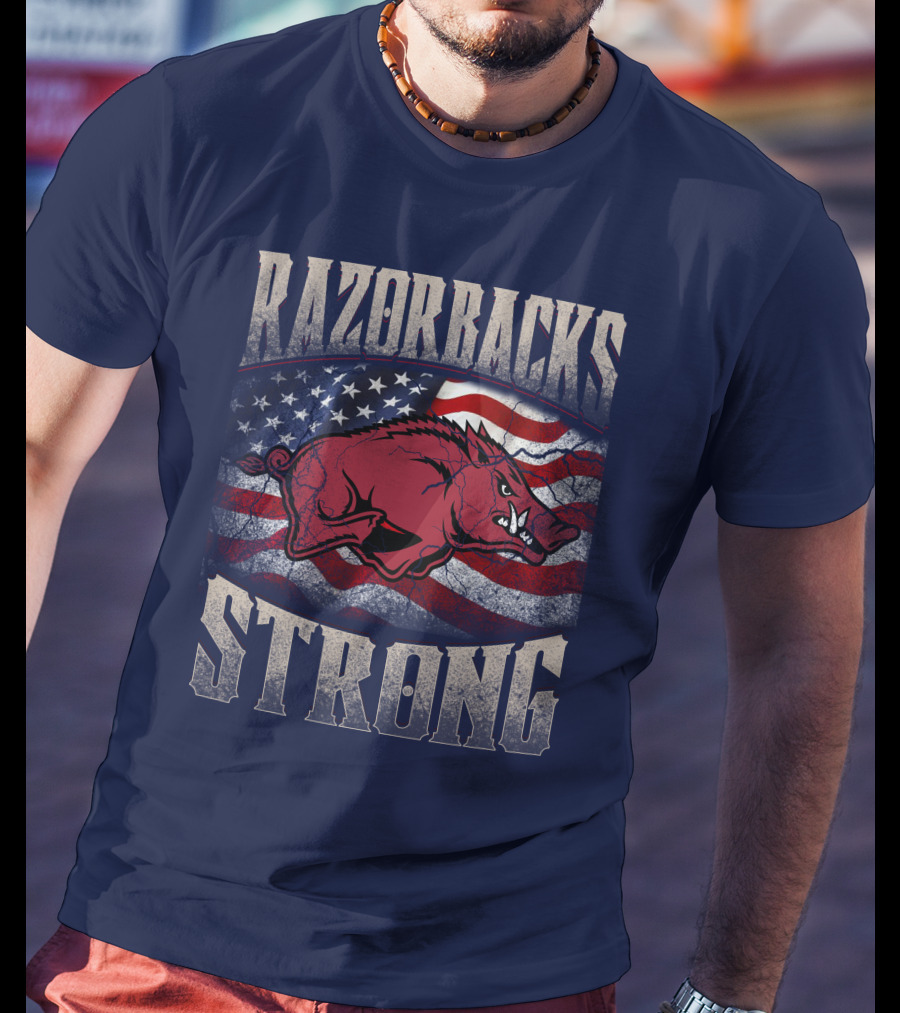 Razorbacks Strong American Flag T-Shirt