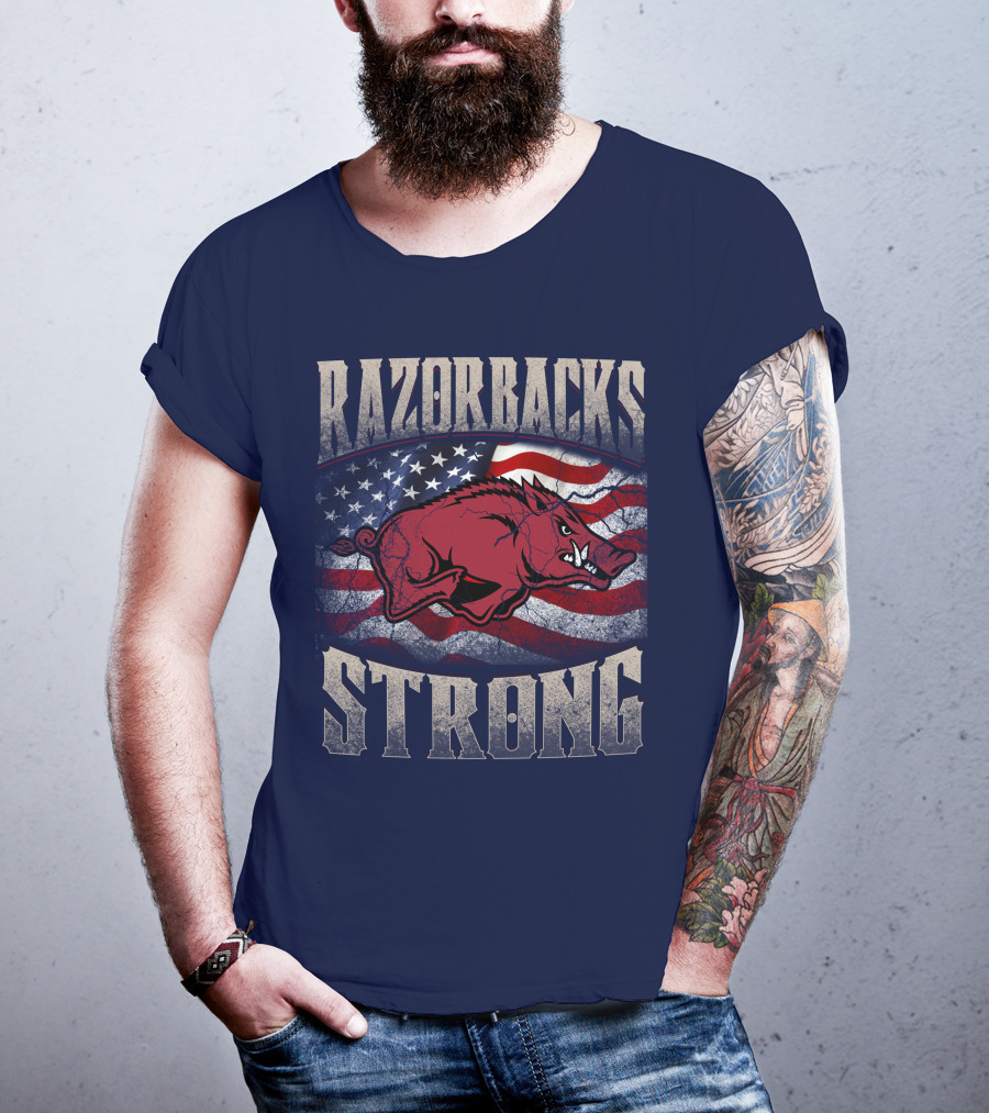 Razorbacks Strong American Flag T-Shirt