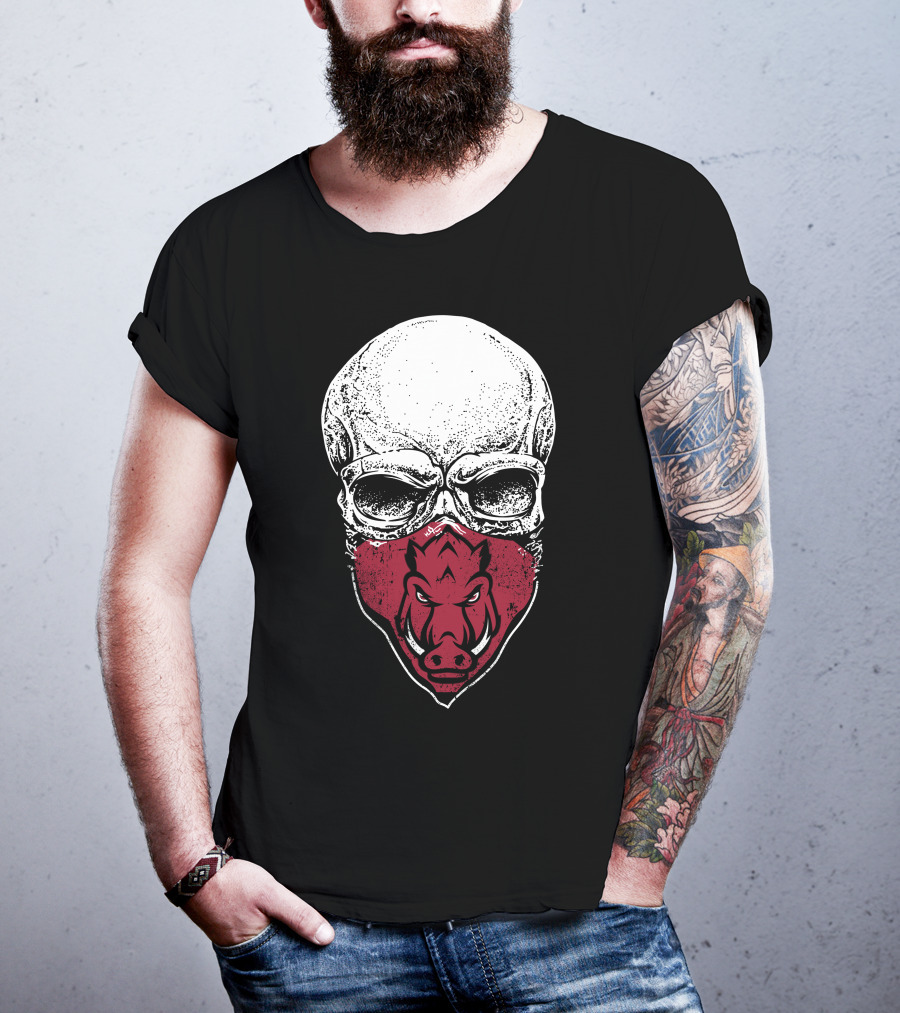 Arkansas Razorbacks Skull Logo Mask T-Shirt