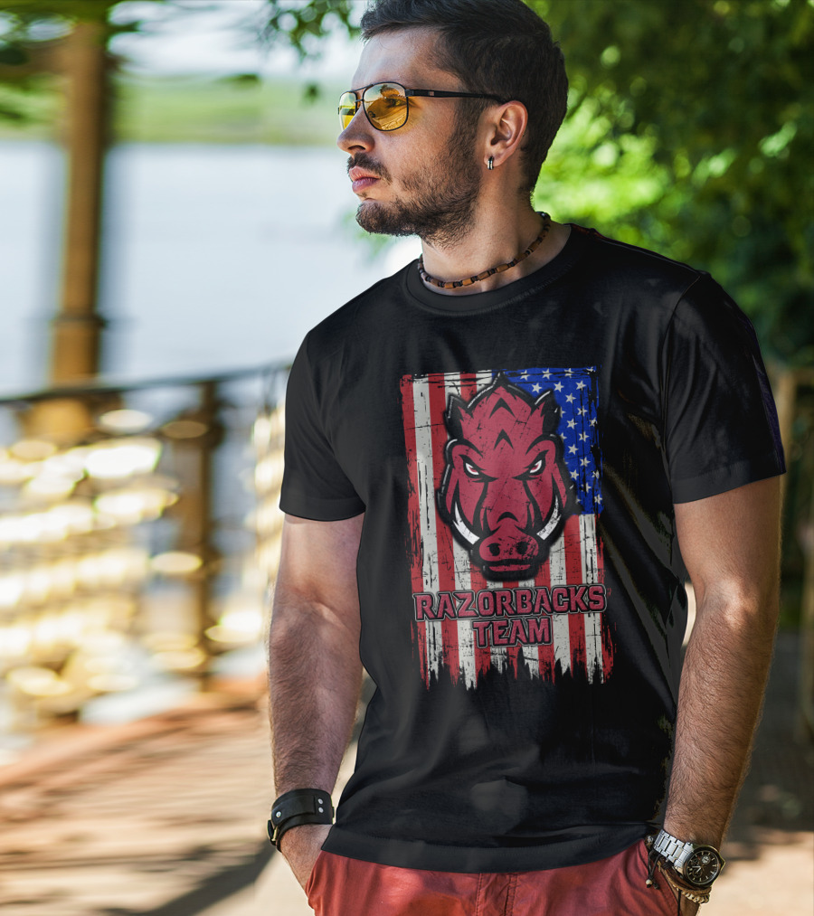 Razorbacks Team Arkansas Flag T-Shirt