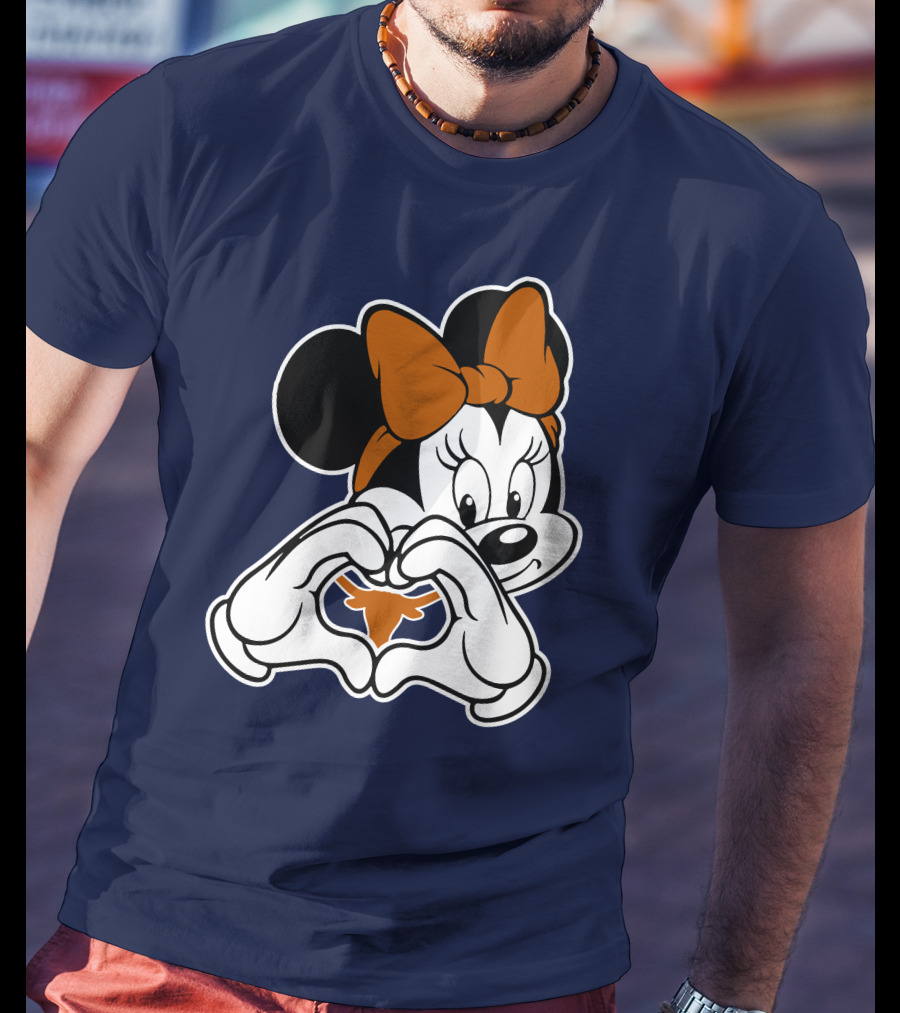 Texas Longhorns Minnie Mouse Heart Hands T-Shirt
