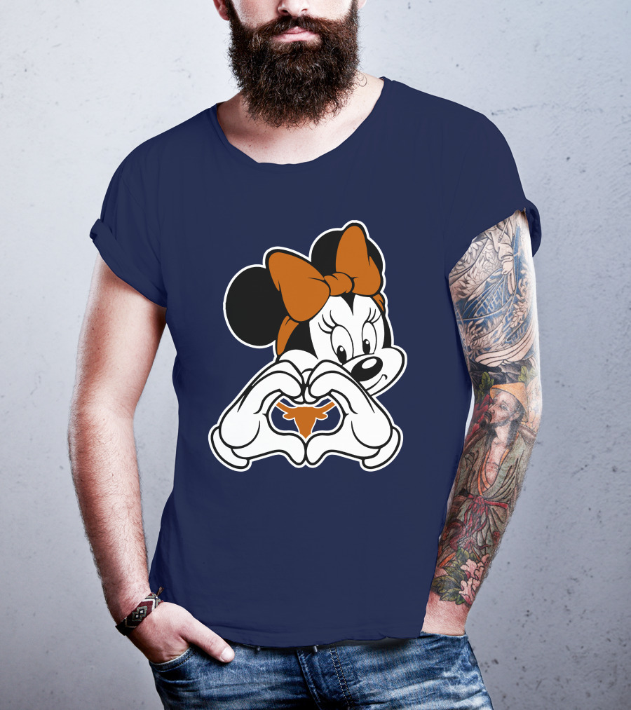Texas Longhorns Minnie Mouse Heart Hands T-Shirt