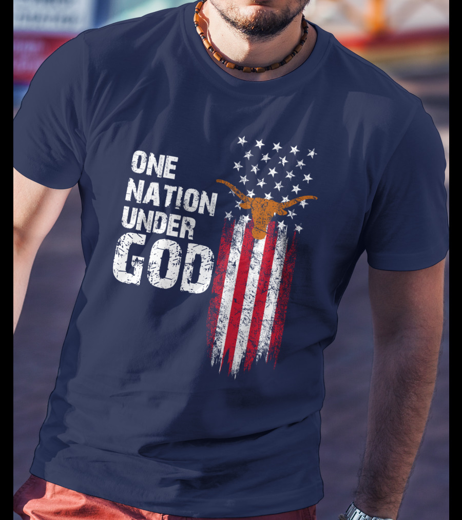 One Nation Under God Texas Longhorns Flag Usa T-Shirt