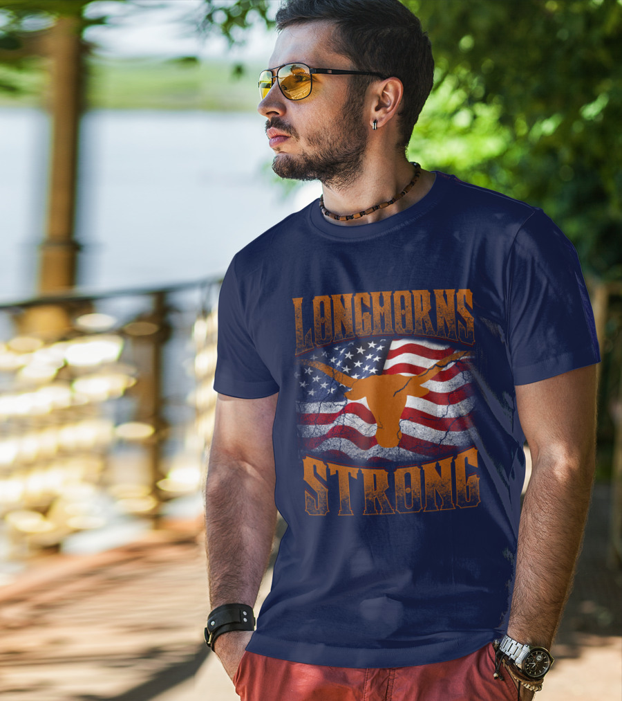 Longhorns Strong American Flag T-Shirt