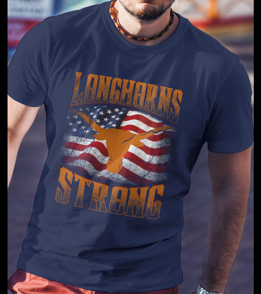 Longhorns Strong American Flag T-Shirt