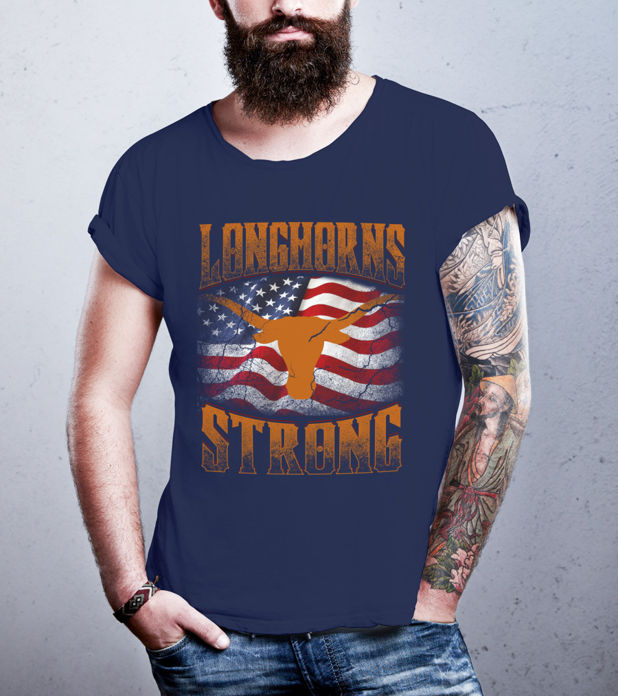 Longhorns Strong American Flag T-Shirt