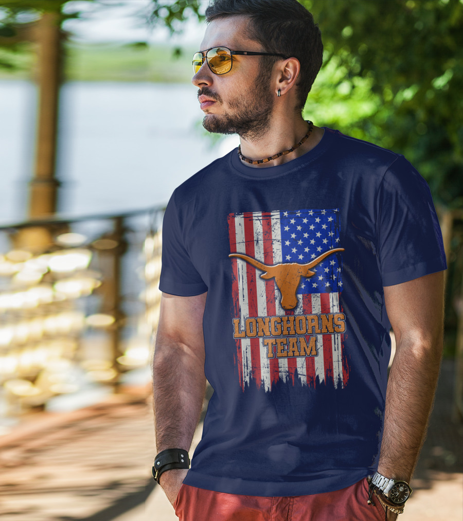 Longhorns Team American Flag T-Shirt