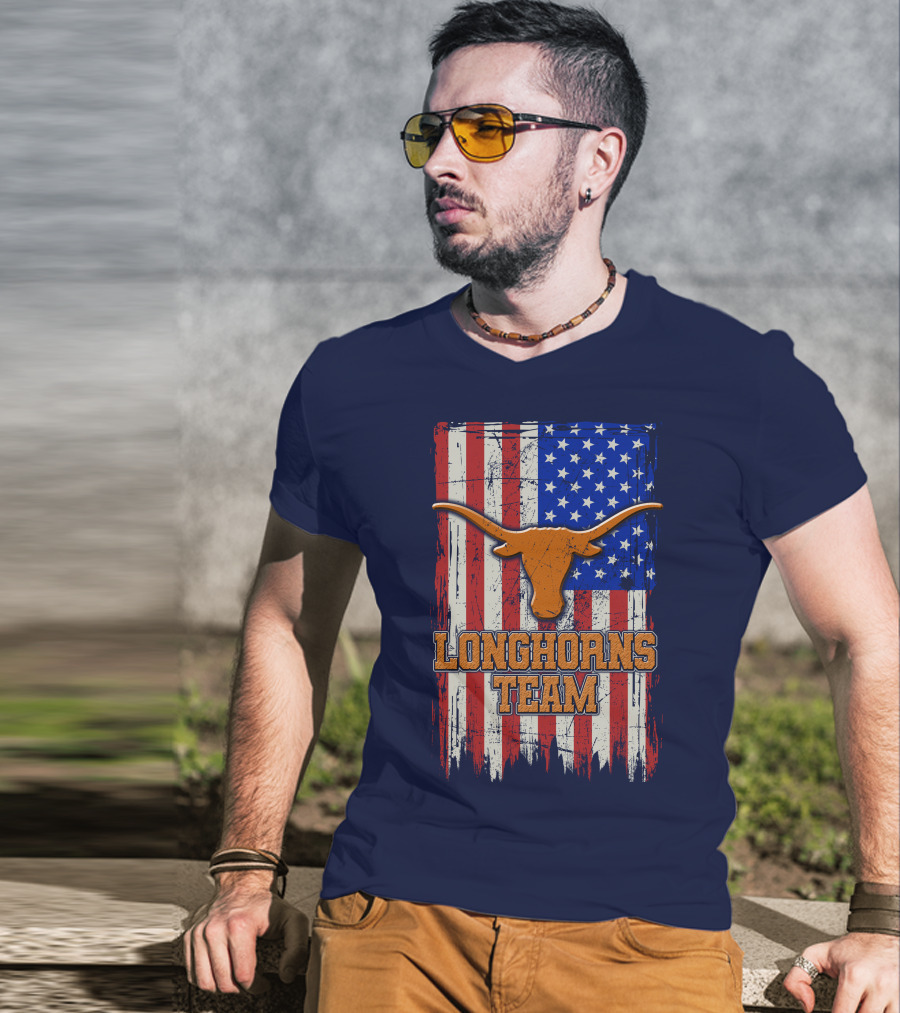 Longhorns Team American Flag T-Shirt