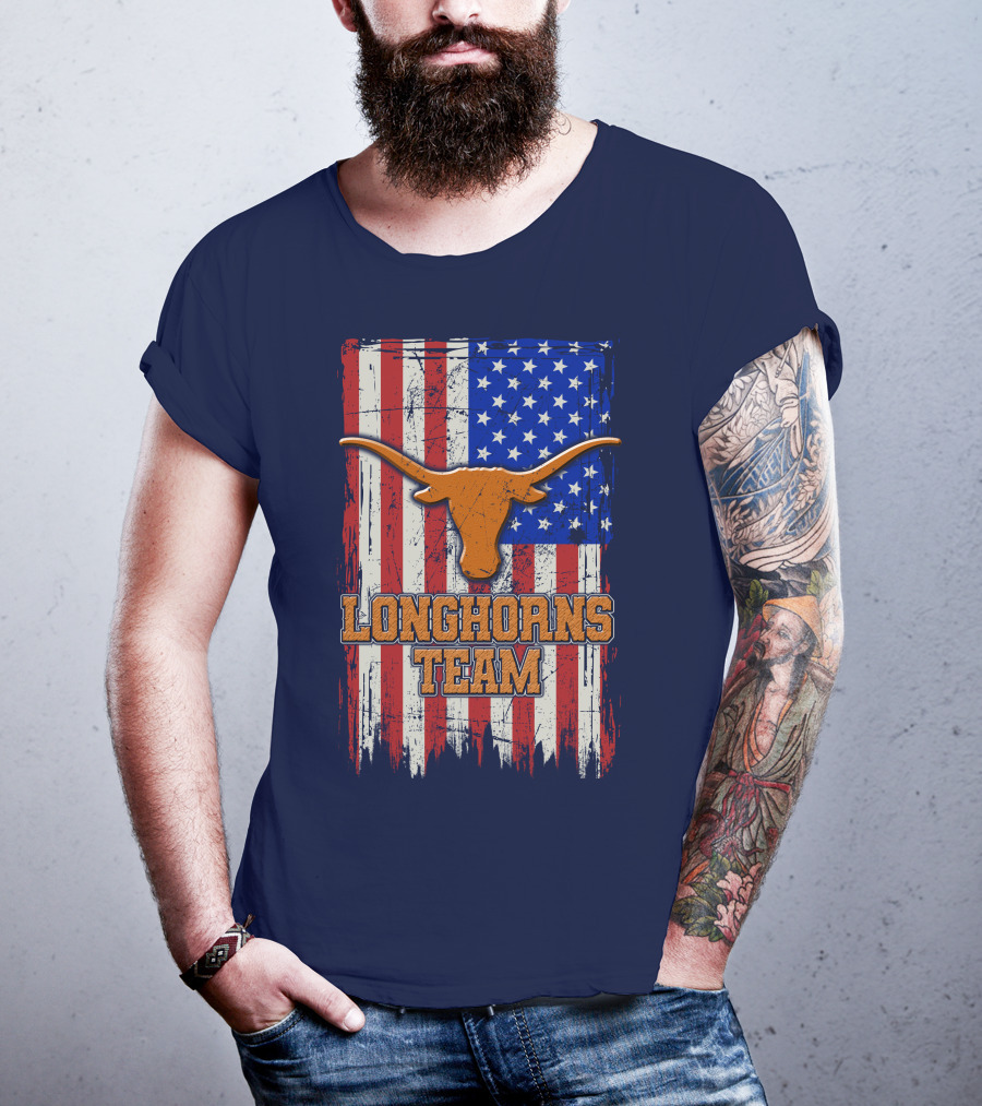 Longhorns Team American Flag T-Shirt