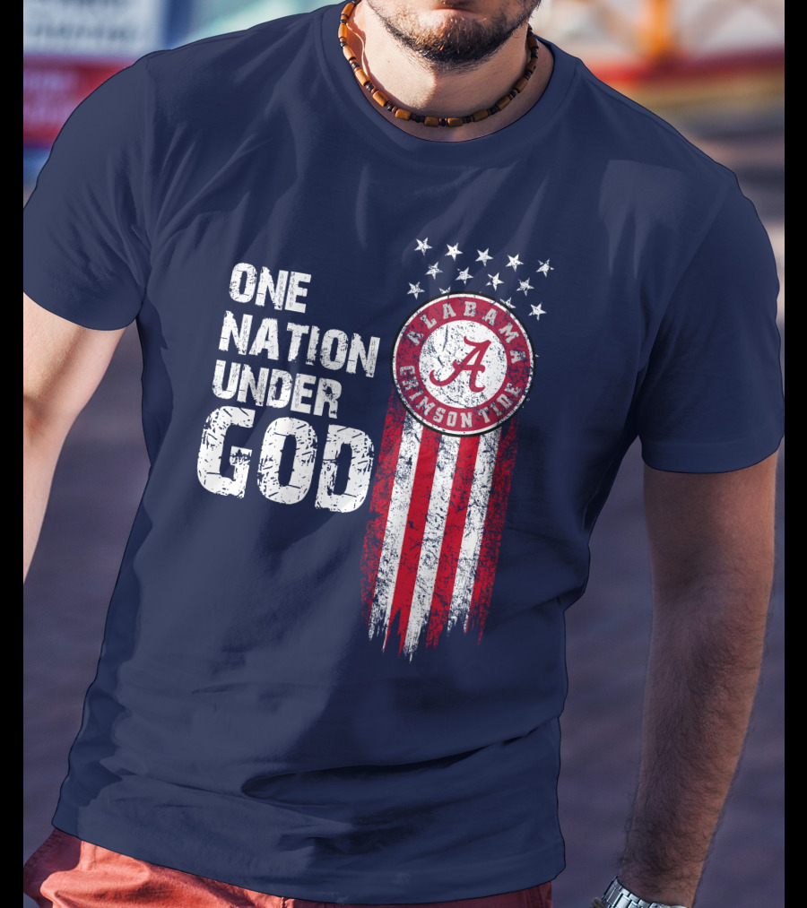 One Nation Under God Alabama Crimson Tide Stars And Stripes T-Shirt