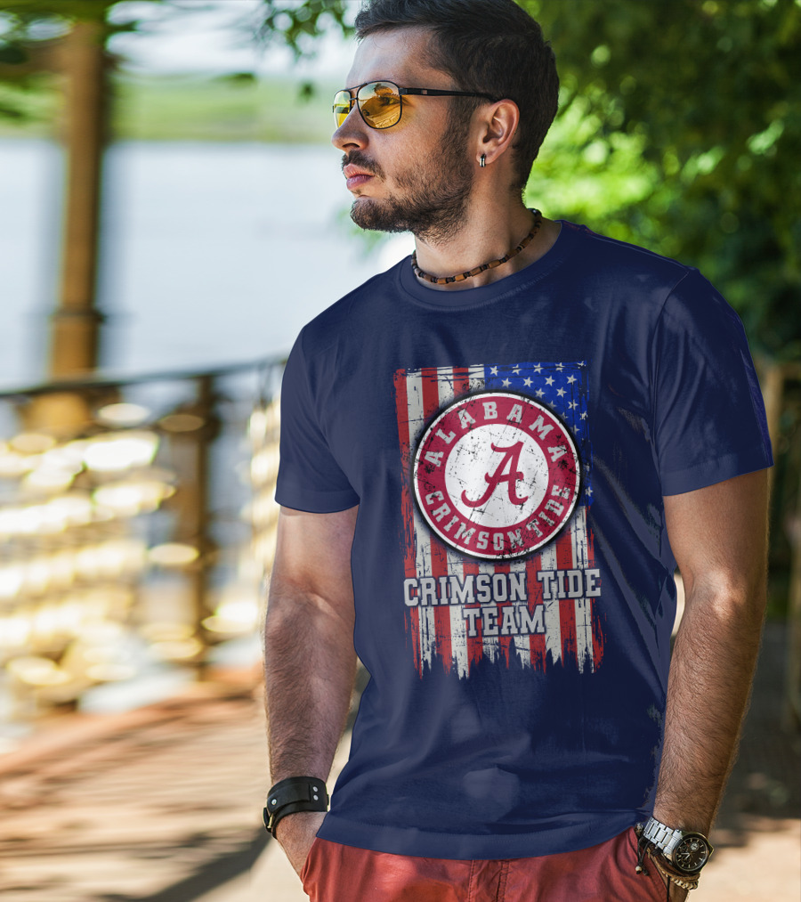 Alabama Crimson Tide Team Flag Usa T-Shirt