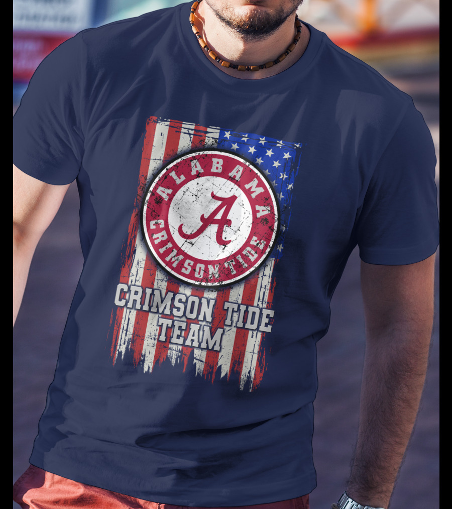 Alabama Crimson Tide Team Flag Usa T-Shirt