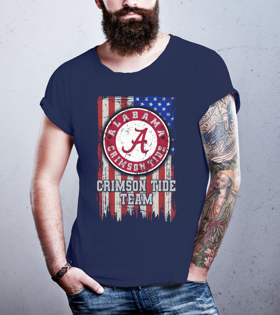 Alabama Crimson Tide Team Flag Usa T-Shirt