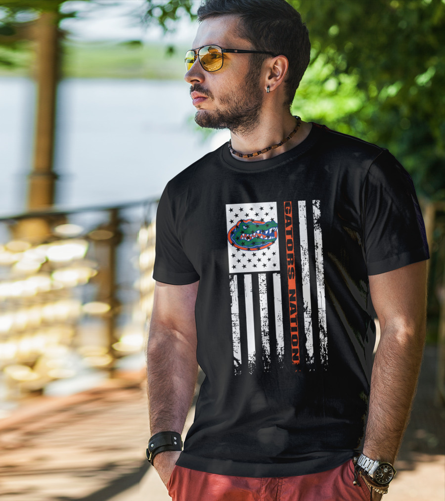 Gators Nation Florida Gators American Flag T-Shirt