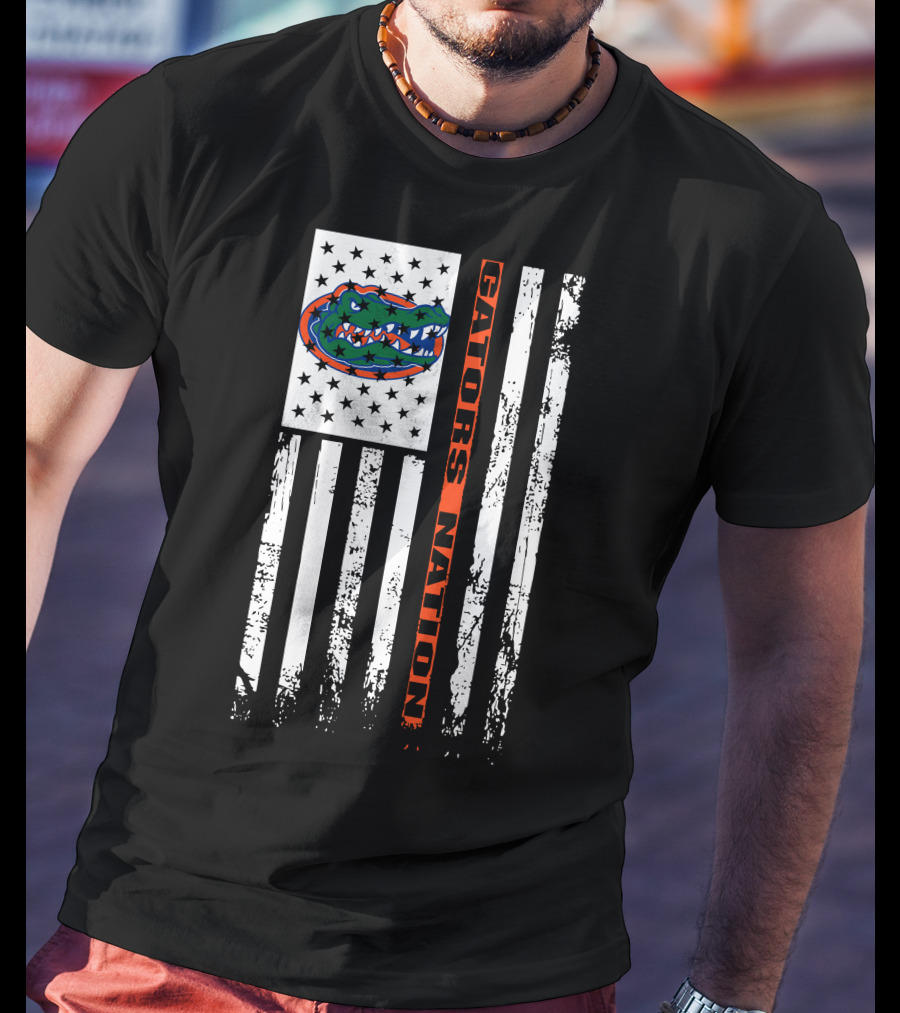 Gators Nation Florida Gators American Flag T-Shirt