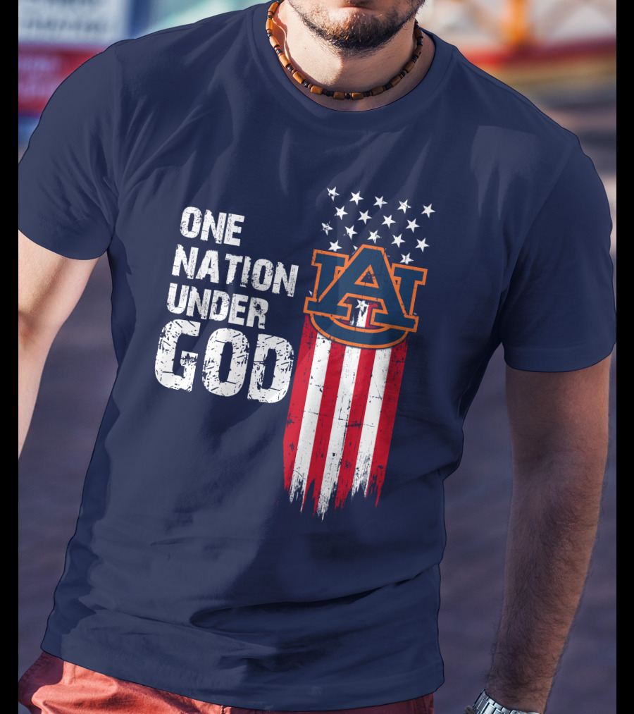 One Nation Under God Auburn Tigers Logo Stars And Stripes T-Shirt