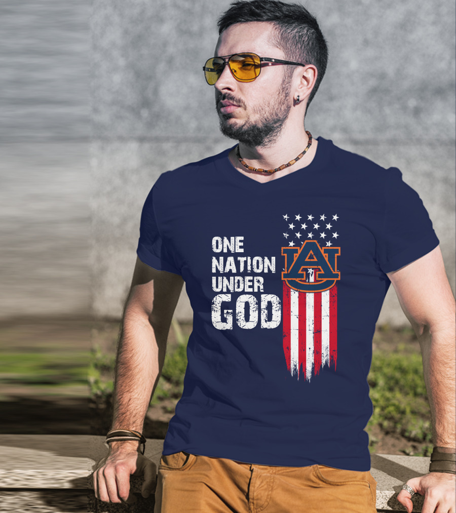 One Nation Under God Auburn Tigers Logo Stars And Stripes T-Shirt