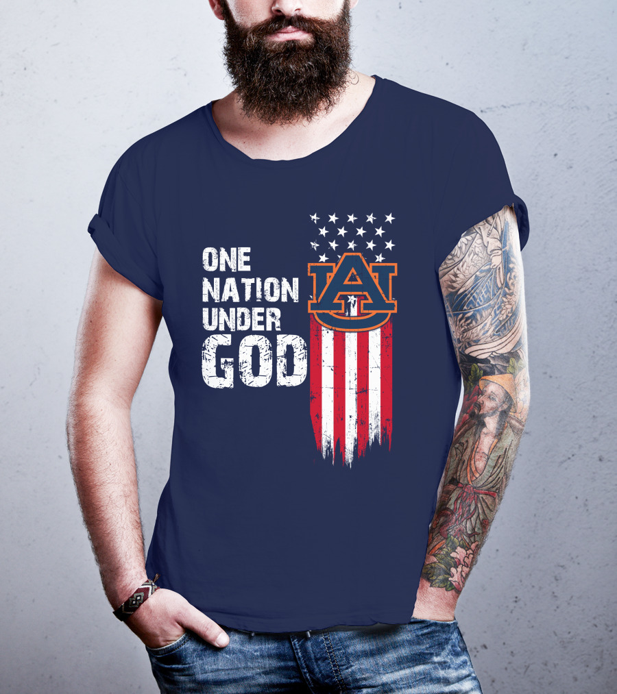 One Nation Under God Auburn Tigers Logo Stars And Stripes T-Shirt