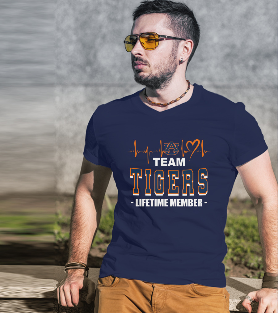 Team Tigers Lifetime Member Auburn Heartbeat T-Shirt