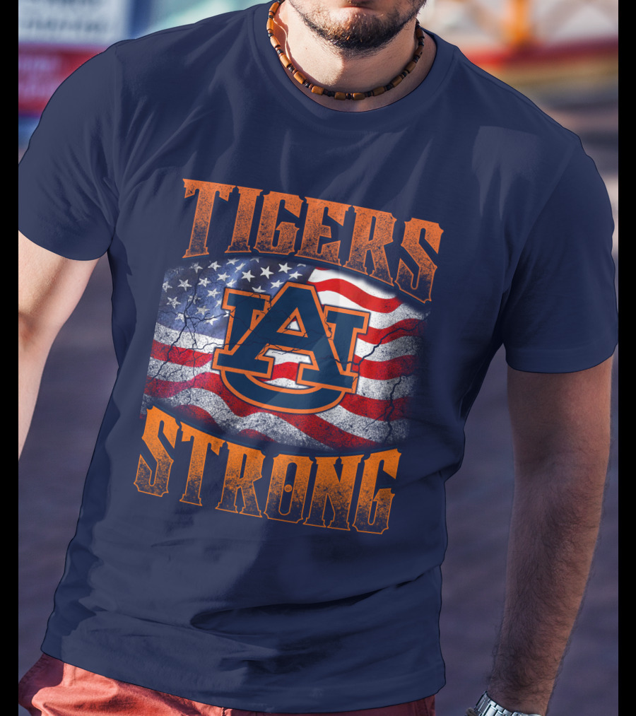 Auburn Tigers Strong American Flag T-Shirt