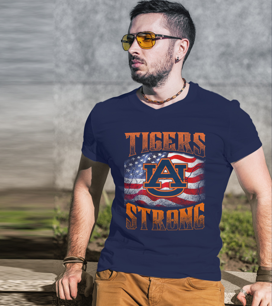 Auburn Tigers Strong American Flag T-Shirt