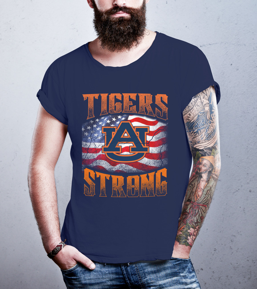 Auburn Tigers Strong American Flag T-Shirt