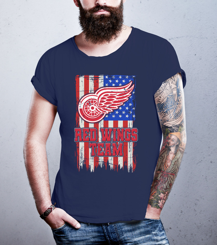 Detroit Red Wings Team American Flag T-Shirt