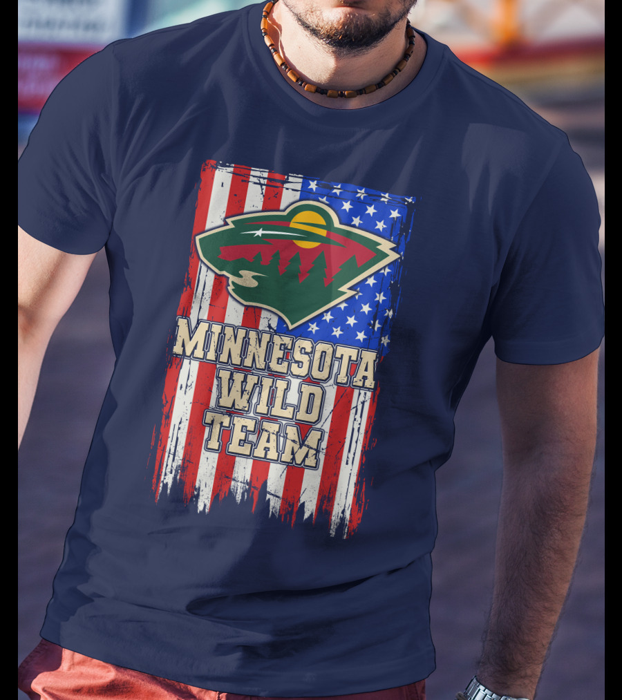 Minnesota Wild Team American Flag T-Shirt